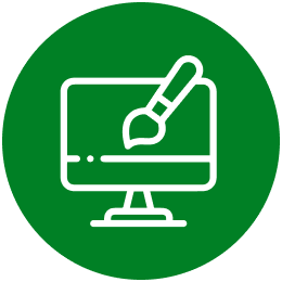 Illustration of a computer screen with a paintbrush indicating design services